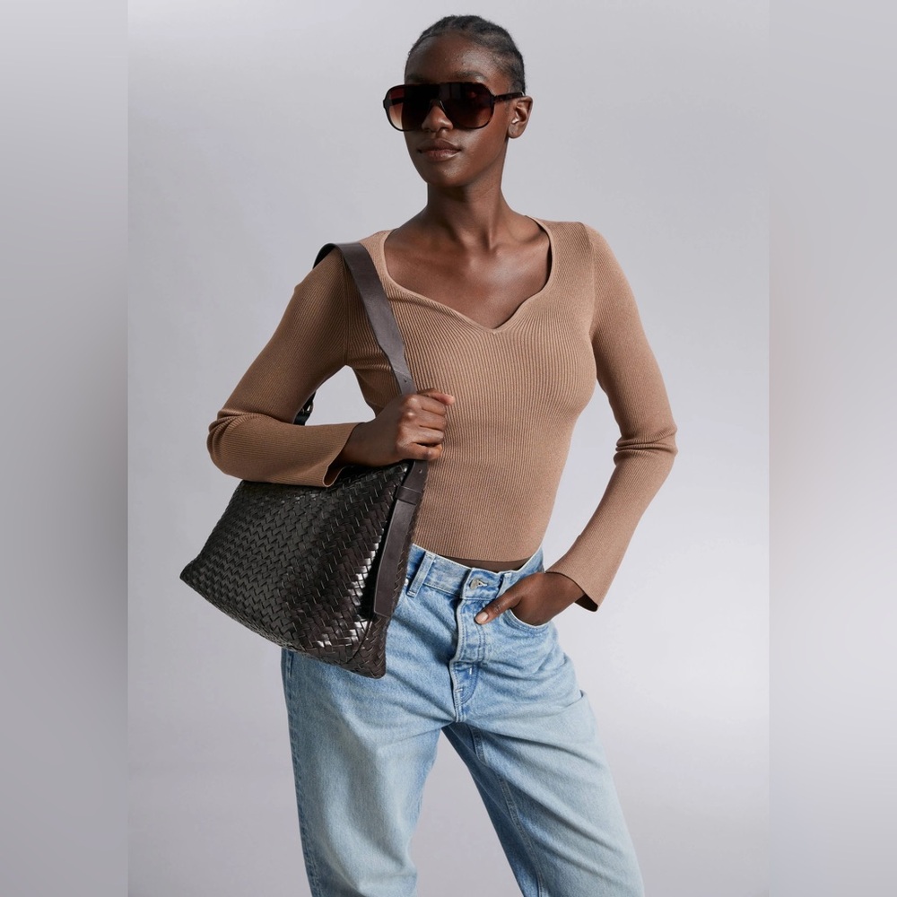 BNWT & Other Stories sweetheart neck rib top in brown size small